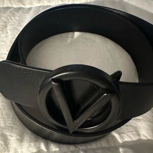 Valentino Black Belt with Signature V Buckle